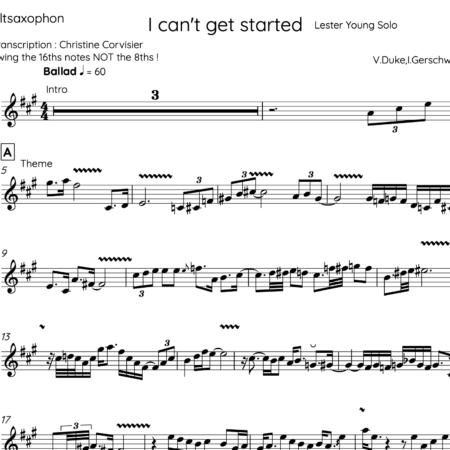 I Can't Get Started - Soloist: Lester Young (C / Bb / Eb)